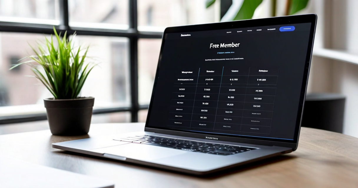 Pricing tiers showing Free, Member, and Annual options