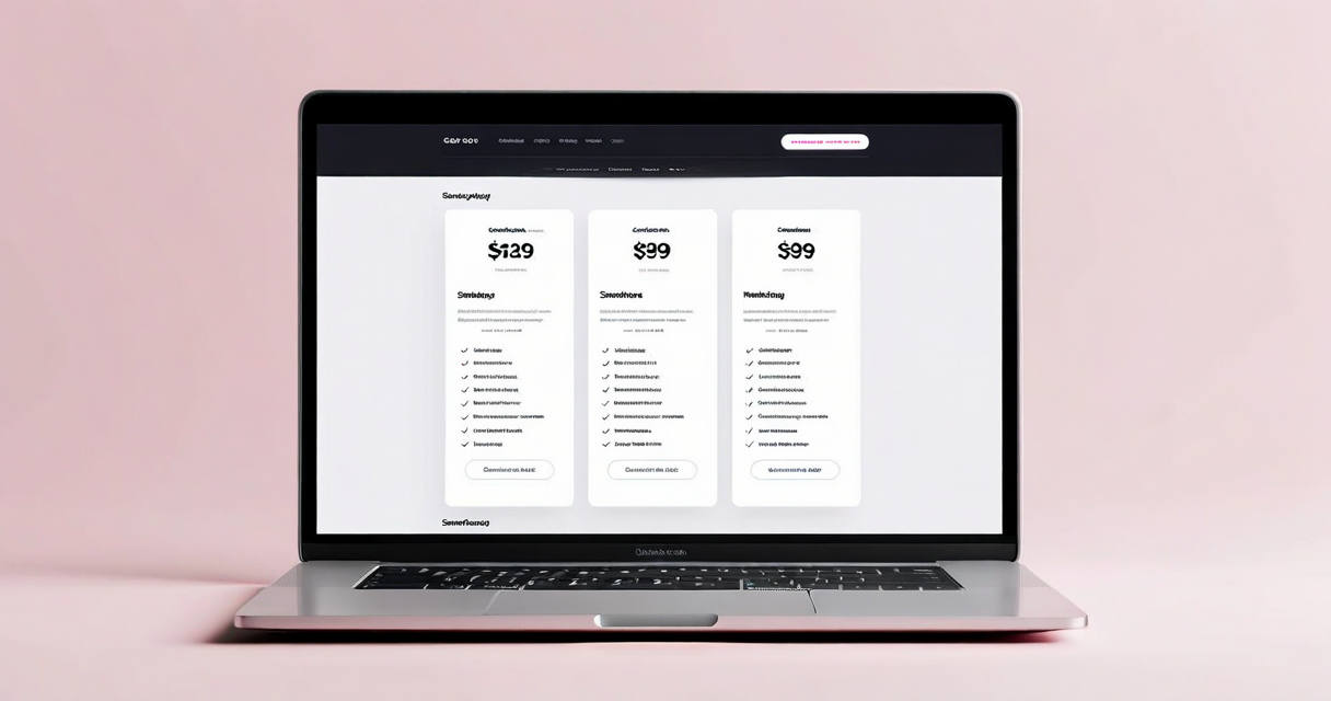 Pricing tiers displayed on laptop screen